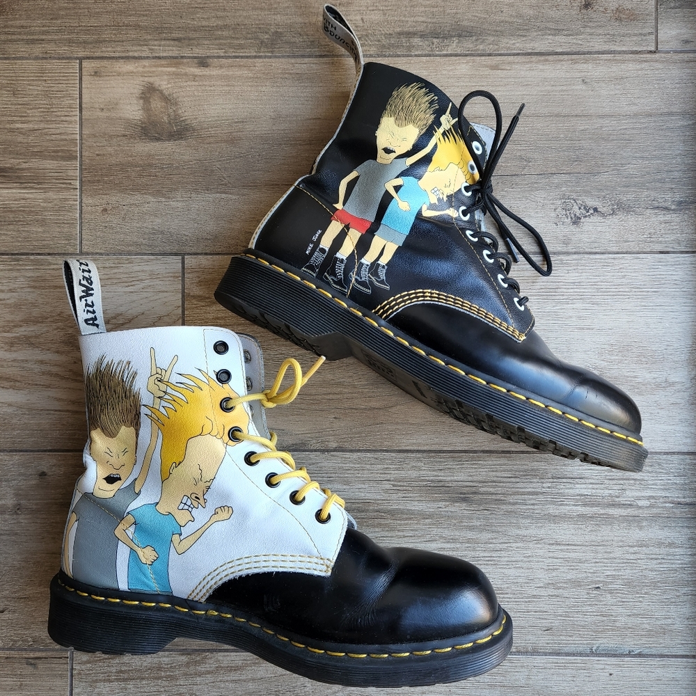 Rare Dr. Martens Beavis and Butthead Boots Pascal Black White 11 12